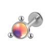 Acero inoxidable transfronterizo arco múltiples puntos de soldadura dientes internos 16g labio uña gradiente película flash forma T rosca interna anillo hueso de la oreja
