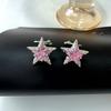 Doce Super fada cor mágica estrela de cinco pontas diamante requintado rosa zircônio osso da orelha clipe feminino Nenhum perfurado all-match Super Flash brincos