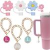 Tapa de pajita para taza térmica accesorios letra inicial adornos de letra personalizados reutilizable 10 mm flor Silicona