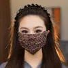 26 Moda de Verano Moderna para Mujer Encaje Amigable con la Piel Transpirable Lavable Malla Protección Ocular Alta Apariencia Estampado de Leopardo Mascarilla