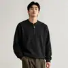Sudadera gruesa de forro polar con media cremallera estilo retro americano para hombre, polo de otoño de peso pesado con cuello pequeño, top elegante de manga larga