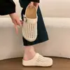 Mules de cuero suave con suela gruesa para aumentar la altura, puntera cerrada para mujer, nuevo modelo de verano 2026, calzado para exteriores, sandalias de malla tejida caladas
