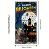 Nuevas Decoraciones de Cubierta de Puerta de Halloween Transfronterizas, Configuración de Escena de Halloween de Casa Embrujada de Horror con Huella de Mano, Bandera de Pancarta para Puerta Exterior