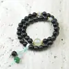 Pulsera de Doble Círculo de Madera de Águila 0.6 Cadena de Mano Portátil con Diseño de Loto de Madera de Boj Estilo Jade para Hombres y Mujeres