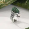 Anel Yilu de Prata S925 Esterlina com Jade Hetian Natural e Jaspe Pixiu Estilo Novo Chinês Retro Anel Aberto de Prata Flor de Lótus