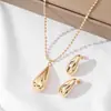Conjunto de Brincos Colar Gota d'Água Brilhante Popular Transfronteiriço para Mulheres Joias Banhadas a Cobre Ouro 18K Estilo Estrela Ins Personalizado