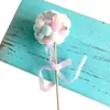 Decoración Rosa Azul Morado Bola de Pelo Enchufe Pastel Tarjeta de Perla Cinta Fiesta de Cumpleaños de Bebé Mesa de Postres Tarjeta de Perla