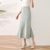 Falda Nueva de Verano 2024 de Cintura Alta con Abertura, Elegante y a la Moda, Efecto Adelgazante, Color Sólido, Versátil Falda Línea A que Cubre la Cadera para Mujer, Tendencia