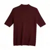 Ropa de punto para mujer hecha a medida para exportación rusa de la fábrica Daling, estilo de verano fino, cuello semi-alto, manga media, color liso, capa base