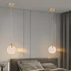 Lámpara de mesita de noche para dormitorio, candelabro pequeño moderno, simple, de lujo ligero, lámpara de cristal, barra, pared de fondo de TV, candelabro colgante de línea larga