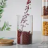 Potes de Vidro Borossilicato Selados para Venda por Atacado Potes Domésticos para Armazenamento de Cereais Frutas Secas Chá Potes de Vidro Cilíndricos para Armazenamento