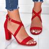 Sandalias de Verano con Tiras Cruzadas y Cierre Trasero con Tacón Grueso para Mujer, Estilo Europeo y Americano, Tacones Altos en Stock