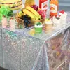 Toalha de Mesa Amazon Prata Arco-Íris Transfronteiriça Plástico Holográfico com Glitter Descartável Laser Disco Suprimentos para Festa de Aniversário