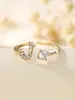 Anillo con Letra de Oro Rosa Nuevo de Amazon Transfronterizo Anillo Abierto con Diamante Blanco Joyería de Mano Anillo Único Personalizado Venta al por Mayor