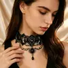 Acessórios transfronteiriços para mulheres: gargantilha estilo gótico court girl apimentada, colar de renda, corrente para clavícula, gargantilha vintage