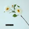 Flor Artificial de Peônia de Seda de Haste Única com 3 Flores para Decoração de Casa e Casamento com Toque de Luxo