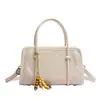 Bolso de mano de cuero encerado de alta gama para mujer, nueva colección 2026, patrón tejido texturizado, bolso pequeño cuadrado, bolso cruzado retro otoño/invierno