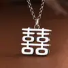 Ciervo Dorado Rey plata pura S990 artesanía vintage carácter Xi de doble cara colgante de plata accesorios para ropa de algodón y lino para mujer colgante de plata