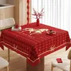 2026 Mantel Nuevo Estilo Impermeable y Resistente al Aceite Sin Lavado Mantel Rojo de Año Nuevo Tacto de Alta Gama para Mesa de Café de Año Nuevo y Boda