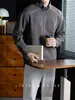Sudadera de estilo business con cuello alto para hombre, mezcla de lana e hilo floral de alto peso 400G, cárdigan casual y cómodo con cremallera, otoño/invierno 2026