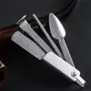 Prensa de Tubo Tres en Uno con Estuche de Cuero Portátil, Herramienta de Limpieza de Cuchillo para Cigarrillos Multifuncional, Cuchillo para Cigarrillos de Tres Usos, Accesorios para Pipa