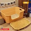 Bandeja Sanitaria para Gatos Extra Grande Engrosada, Semicerrada, Anti-Salpicaduras, Estilo Abierto para Gato Maine Coon, Disponible para Dropshipping