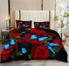 Funda de edredón digital de mariposas de tres piezas transfronteriza Amazon comercio exterior ropa de cama textil para el hogar venta al por mayor entrega en una sola pieza