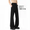 Pantalones de traje rectos 2026, sencillos y casuales, con caída, pantalones negros de otoño e invierno para hombre ligeramente acampanados de alta gama