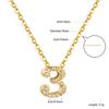 Colar com Pingente de Números Arábicos Mais Vendido Transfronteiriço Ouro com Diamante Branco Colar Digital Ouro 18K Aço Inoxidável