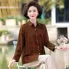Camisas de Algodón y Seda de Verano para Mujeres de Mediana Edad y Mayores, Tops de Talla Grande para Primavera y Otoño de Madres Mayores, Ropa para Abuelas, Camisas de Manga Larga para Esposas