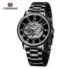 Forsining rico Sídney correa de acero hueco reloj mecánico negocio manual mecánico reloj hombres creativo reloj 099