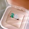 Exquisito anillo de circonita verde y blanca para mujer, ligero, de lujo, moderno, personalizado, para ir al trabajo, combinable, de alta gama, abierto.