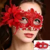Accesorios de Halloween Máscara de Encaje Lateral de Flor para Mascarada Cara Media Femenina Princesa Suministros para Fiesta del Día del Niño