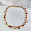 Moda Europea y Americana Verde Colorido Cristal Degradado Verde Cristal Asimétrico Conjunto de Collar y Pulsera Lujo Accesible Exquisito Gama Alta