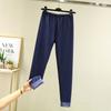Otoño e Invierno estilo coreano de leggings de terciopelo para mujer de cintura alta sin costuras calzones largos gruesos cálidos forrados de vellón pantalones de color sólido ropa interior talla grande