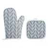 Juego de Guantes para Hornear de Algodón y Lino, Guantes para Horno de Microondas, Guantes Aislantes del Calor, Guantes Gruesos para Horno, Guantes Antiescaldaduras Resistentes a Altas Temperaturas