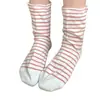 Calcetines posparto con rayas de colores contrastantes, calcetines holgados cálidos, calcetines para dormir, algodón, absorbentes de sudor, transpirables, amigables con la piel, cómodos calcetines de media pantorrilla