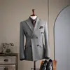 Traje de Doble Botonadura 2026 Ropa Formal para Hombre Traje de Moda Británica Chaqueta Casual de Negocios Parte Superior Vestido de Boda Hombre