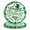 Nova rua Clover. Suprimentos Temáticos para Festa de Dia de São Patrício Pratos de Papel Guardanapos Conjunto de Talheres Decoração Arranjo