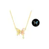 Collar de Plata S925 Latido del Corazón Fuegos Artificiales Mariposa Niñas Lujo Ligero Colgante Luminoso Esmaltado Cadena para la Clavícula Regalo del Día de San Valentín
