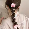 Línea Telefónica Recta de Flor Coreana Anillo para el Cabello de Burbuja Cuerda para Cola de Caballo Dulce Goma de Alta Calidad Tendón de Resorte Accesorios para el Cabello de Primavera y Verano