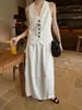 Saia Longa de Designer Wanwei para Mulheres 2026 Primavera Novo Estilo Fenda nas Costas Cintura Elástica Saia Floral Meia-Saia P5325-1