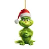 Adornos Navideños del Grinch Decoraciones Navideñas Decoraciones para Ventanas Montaje de Escena Adornos Montados en Coche de Cabello Verde