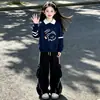 Conjunto Estilo Academia para Meninas 2026 Primavera/Outono Estudante Feminina Estilo Coreano Hoodie Solto com Gola Polo Manga Longa Calça Longa Conjunto de Duas Peças