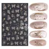 Pegatinas Transfronterizas para Uñas Nuevas Estampado en Caliente Hoja de Arce Francesa Mariposa Flor Brillo Plata Pegatina Adhesiva para Uñas Uña