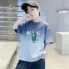 Camiseta de manga corta de algodón puro para niños 26 estilo nuevo para niños mayores, top versátil elegante y fresco de verano para niños
