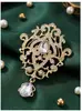 Broche Retro de Estilo de Corte Europeo y Americano con Incrustaciones de Diamantes en Forma de Gota para Mujer, Broche de Moda Lujoso y de Gama Alta, Pin de Aleación