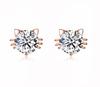 Brincos de Elfo Gato Femininos Cobre Branco Banhado a Prata Estilo Coreano Fofos Brincos de Zircônia Moda Popular Joias Românticas Frete Grátis
