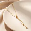 Nueva cadena larga para suéter de estilo europeo y americano, a la moda y única, de color dorado, con eslabones tipo hueso de serpiente esféricos, ajustable, ligera y minimalista, para mujer