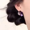 Pendientes de Pétalo de Cristal Morado para Mujer en Otoño, Diseño de Nicho Popular, Pendientes de Lujo Ligero de Gama Alta, Pendientes
